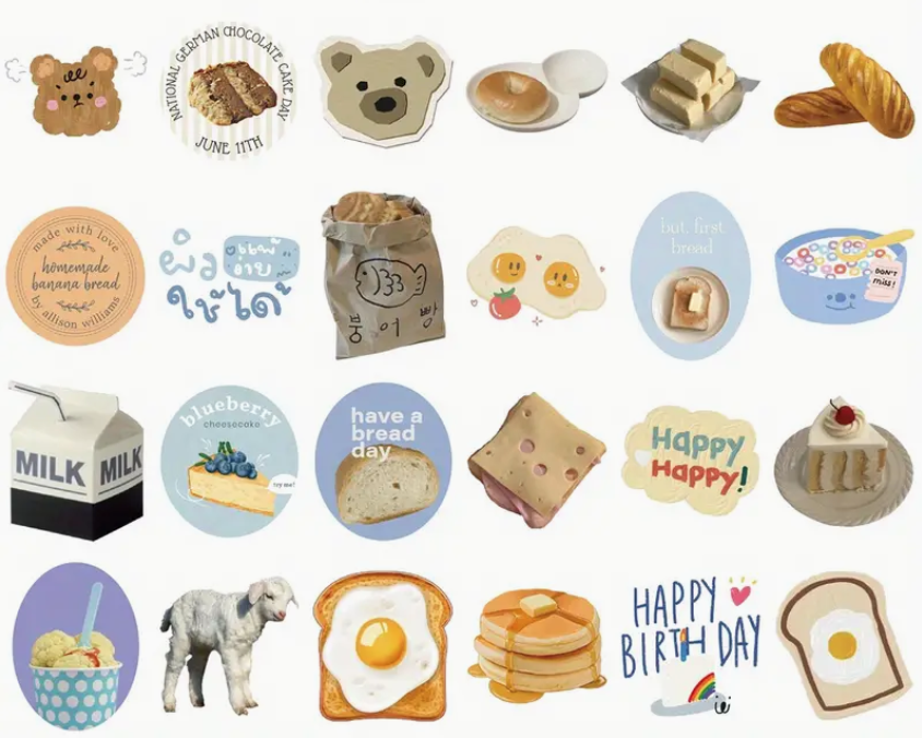 Korean stickers with daily life items - Set of 10 