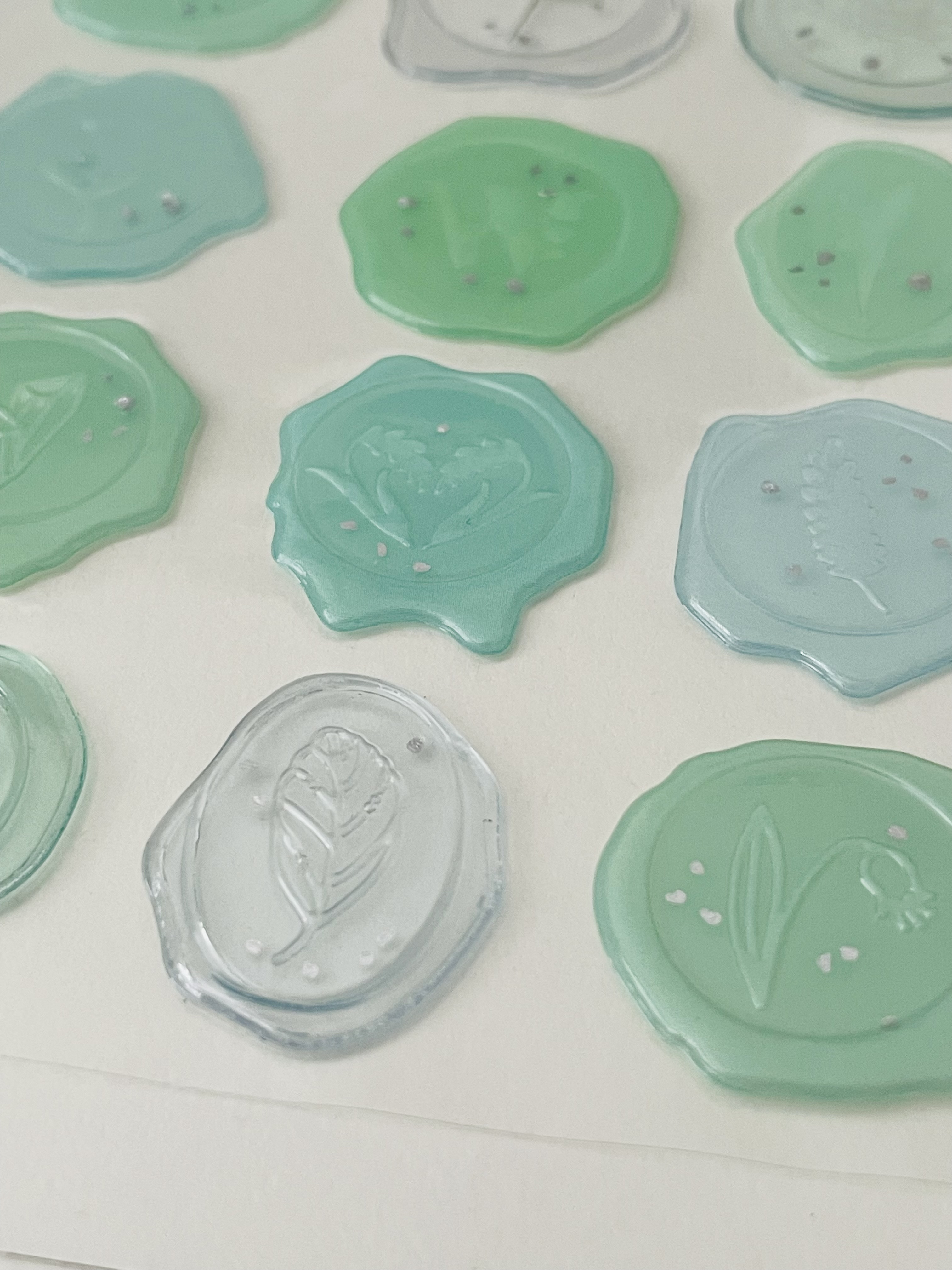 Vintage inspired Mint Wax Seal Stickers