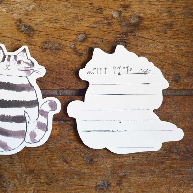 Cute Cat Shaped Memo Pads - Black Striped Cat