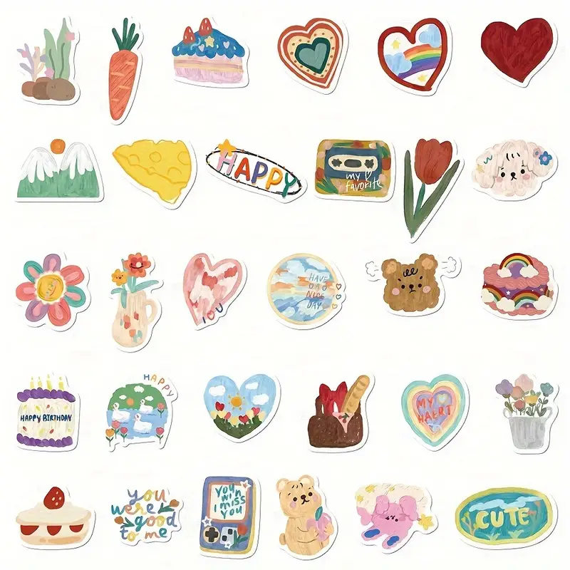 Korean drawing illustration stickers heart quote cute daily stuff - Set of 10