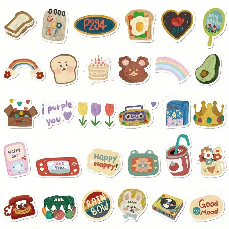 Korean drawing illustration stickers heart quote cute daily stuff - Set of 10