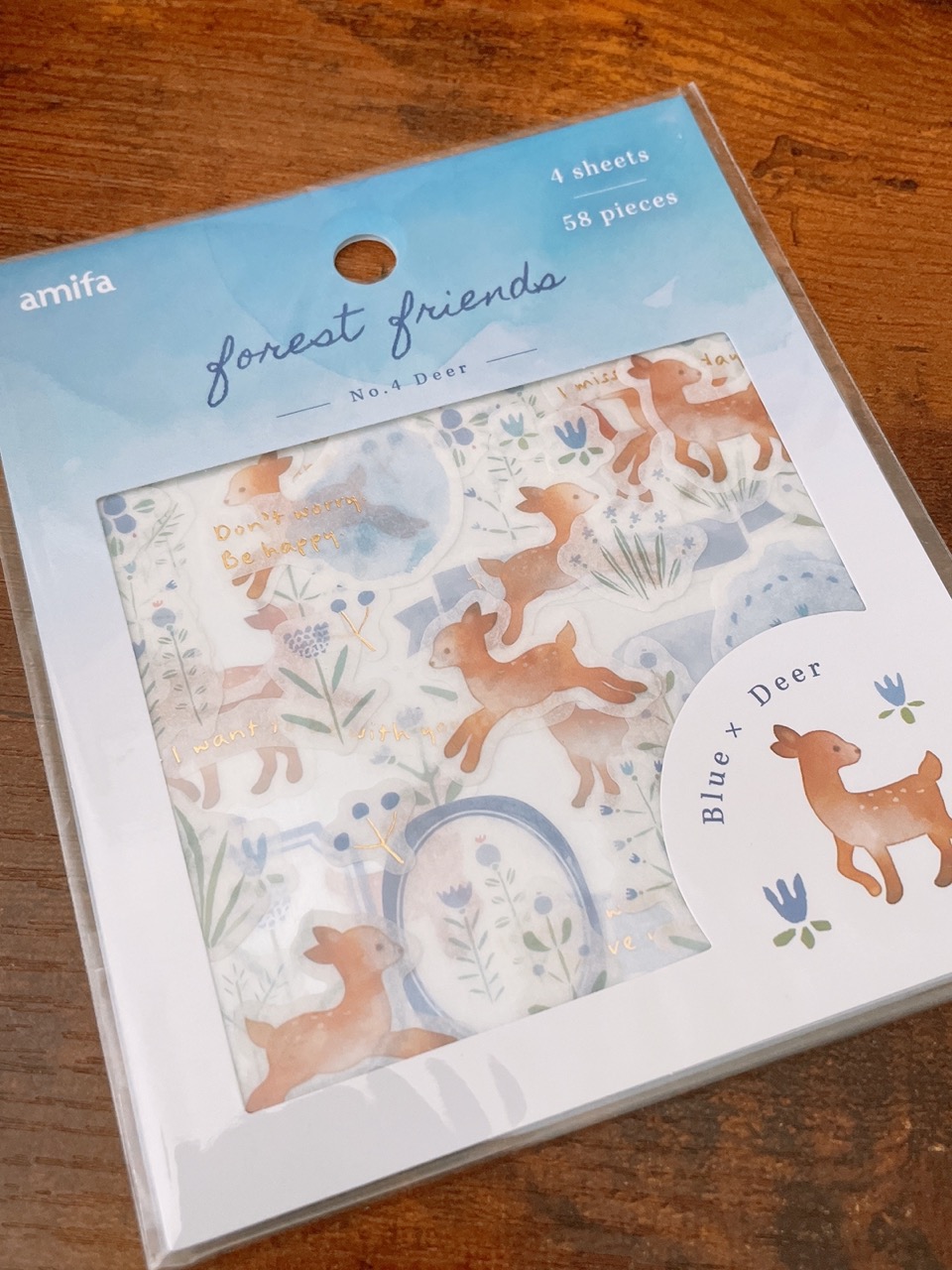Amifa Forest Friends Blue Deer Washi Stickers