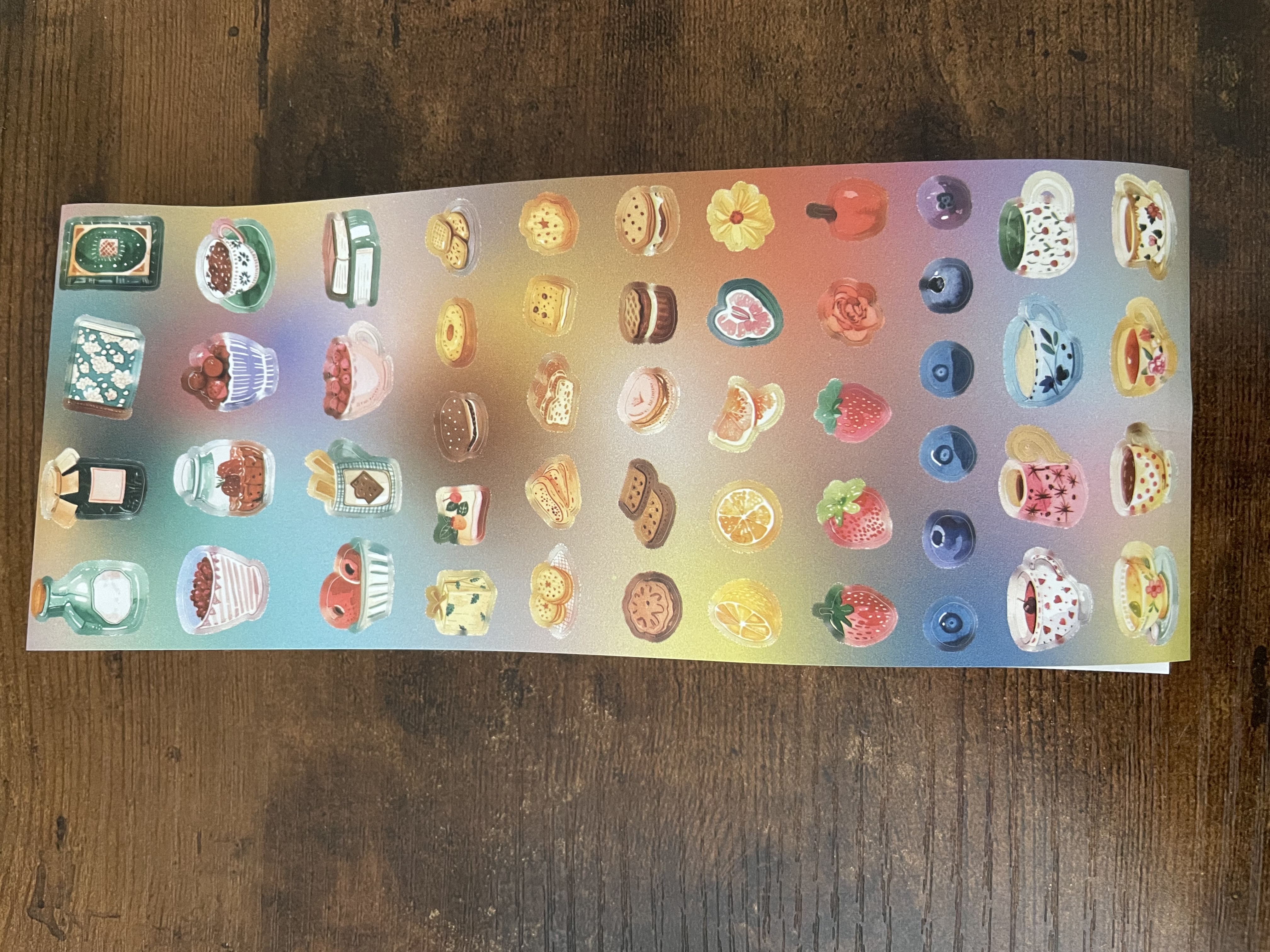Watercolour illustration style stickers of food drinks daily lifestyle items