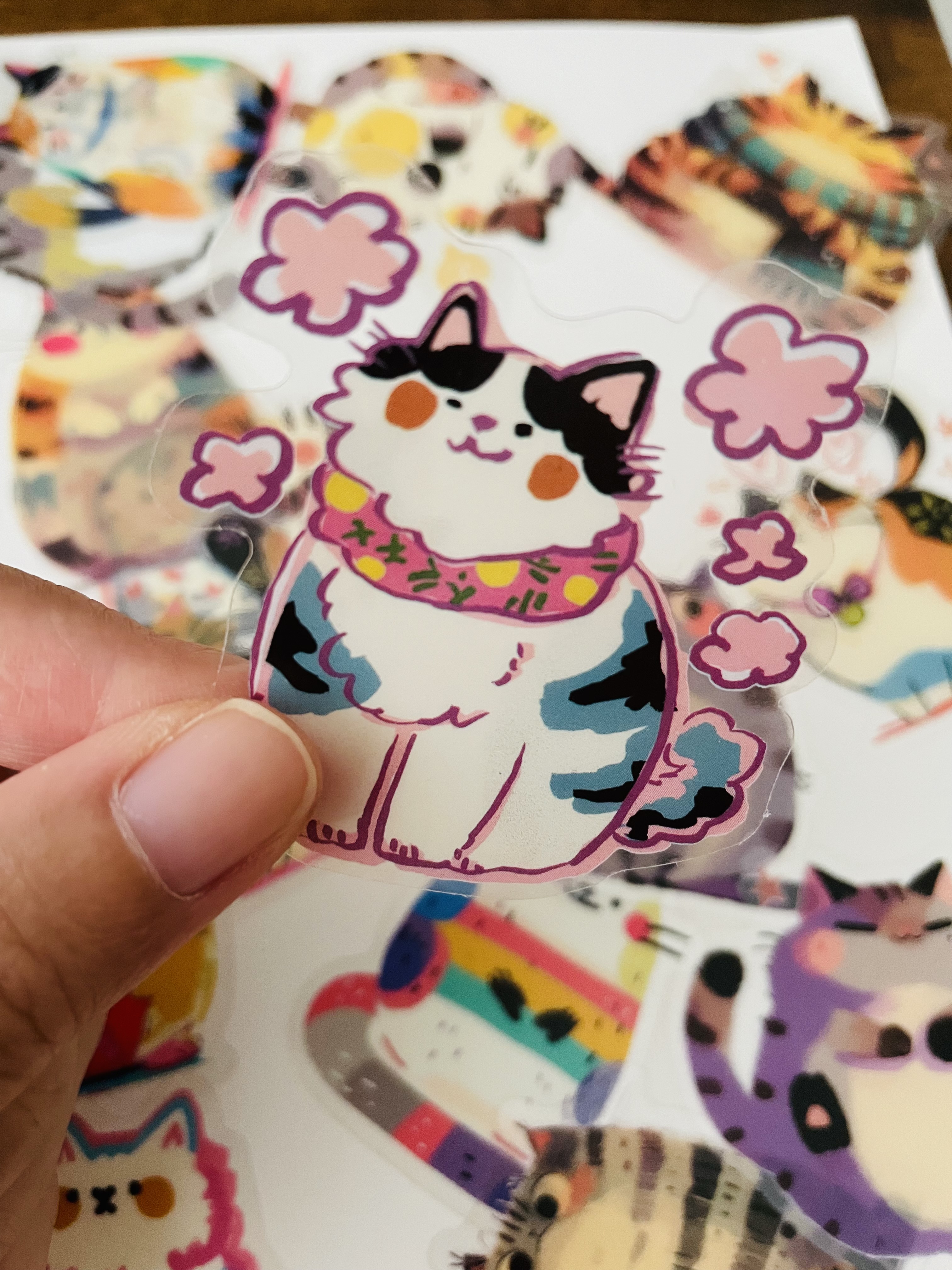Cute Cat illustration Stickers - Set of 10