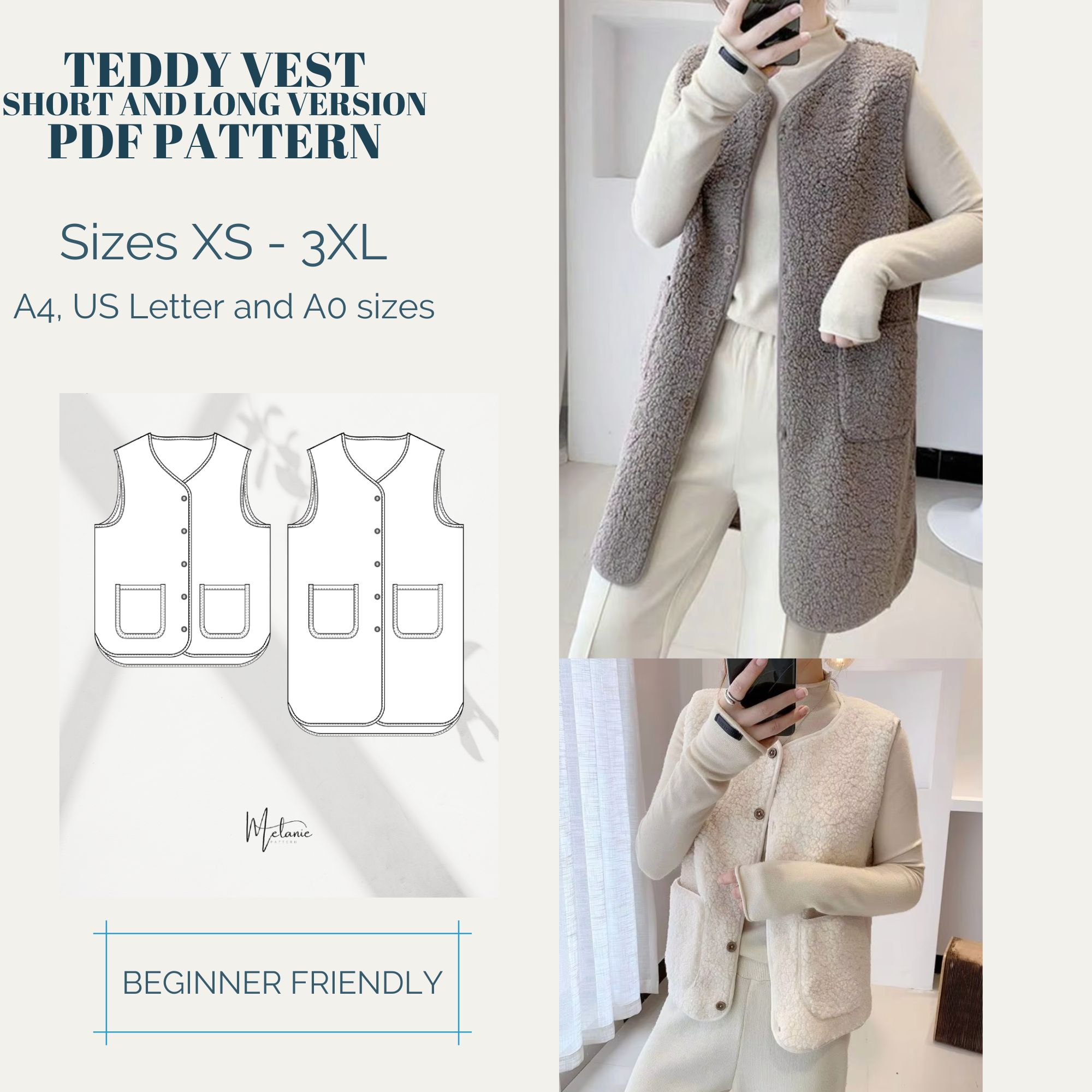 Teddy Vest Pattern 2 Different Lengths