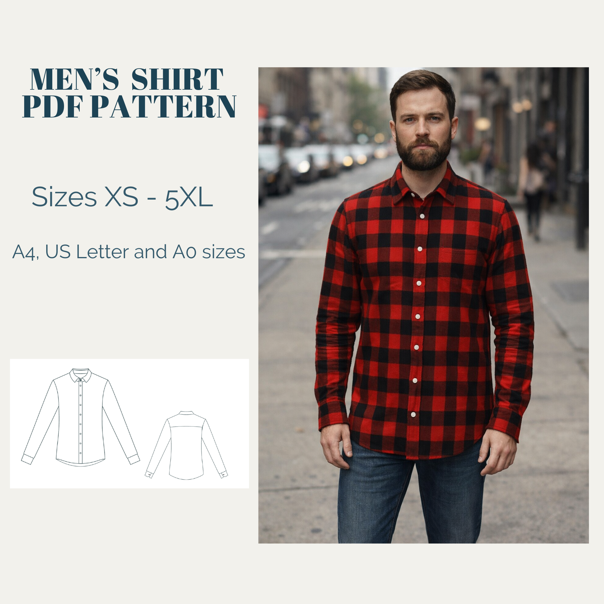Men's Shirt With Long Sleeves Sewing pattern