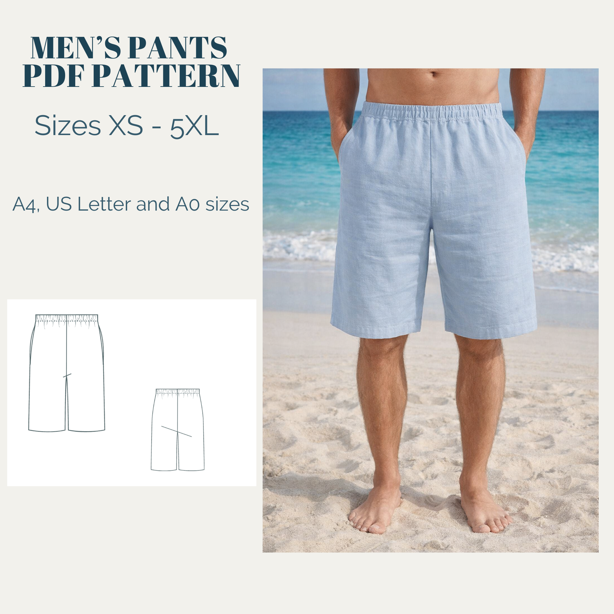 Men's Shorts With Pockets Sewing pattern