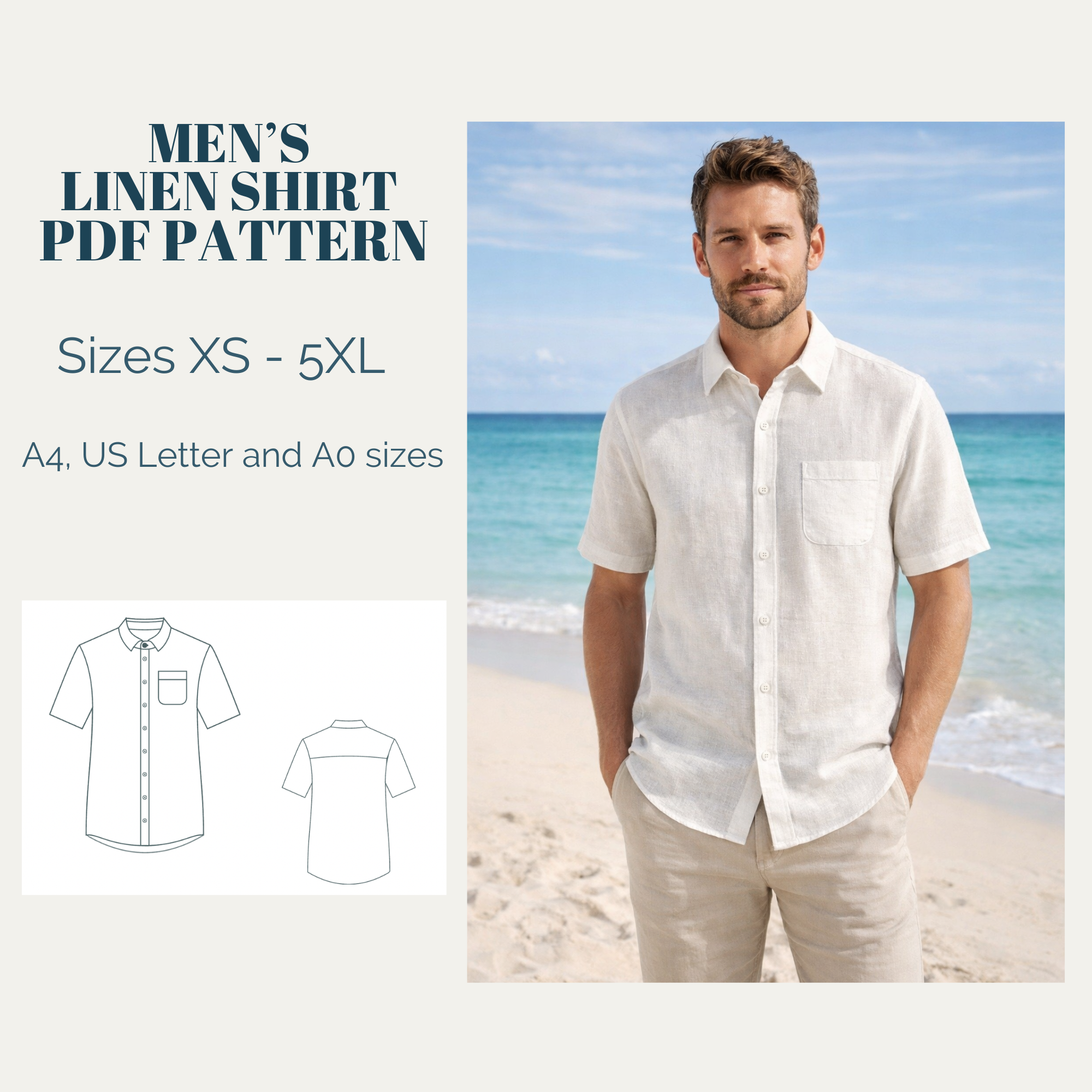 Men's Shirt With Short Sleeves Sewing pattern