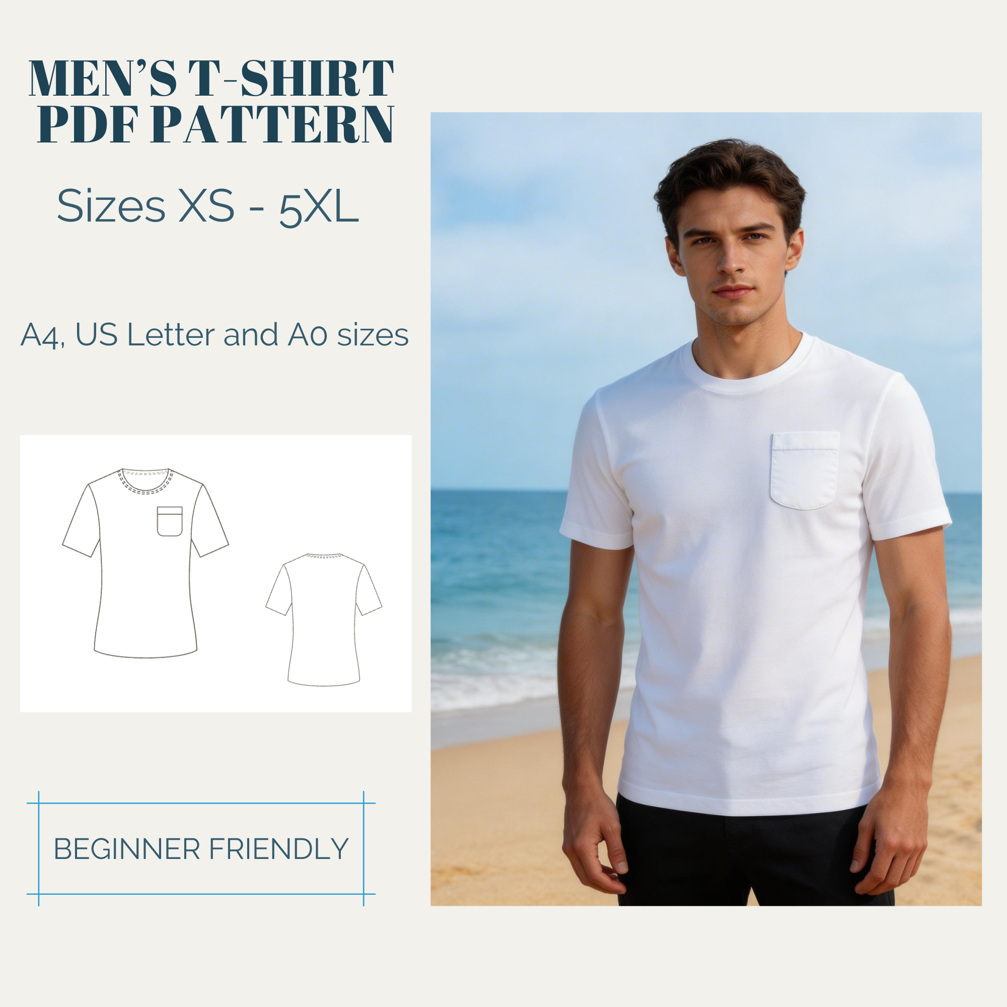 Men's T - Shirt With Pocket Sewing pattern