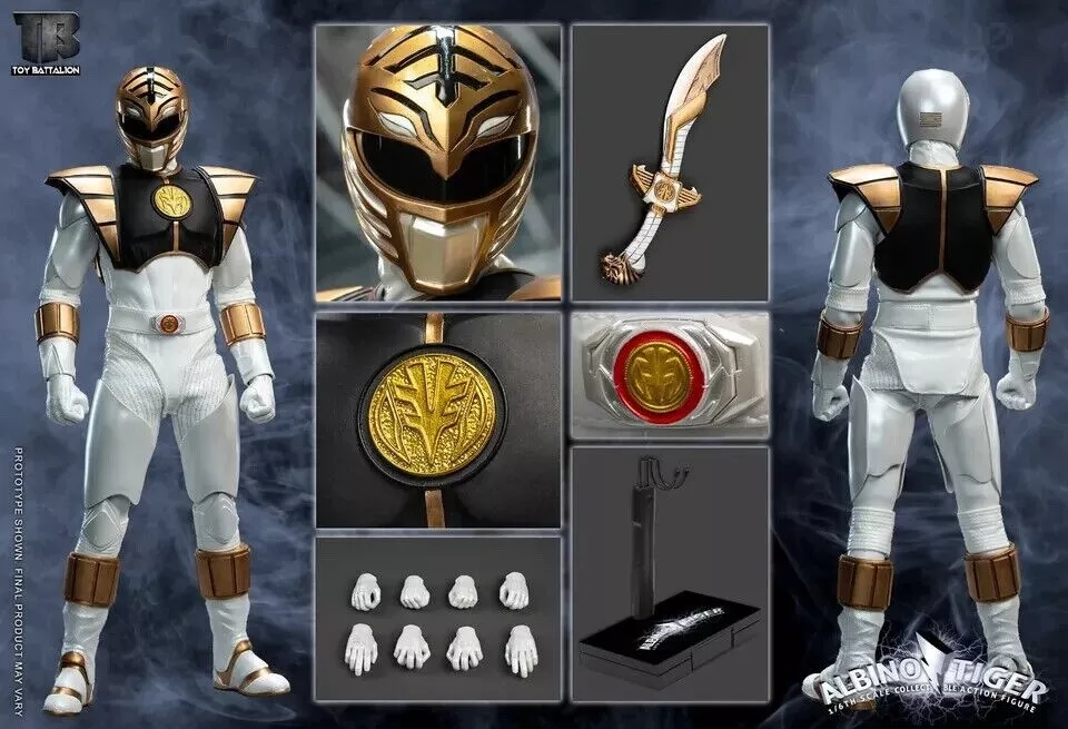 TOYS BATTALION TB010 POWER RANGERS WHITE RANGER ALBINO TIGER 1/6 SCALE FIGURE