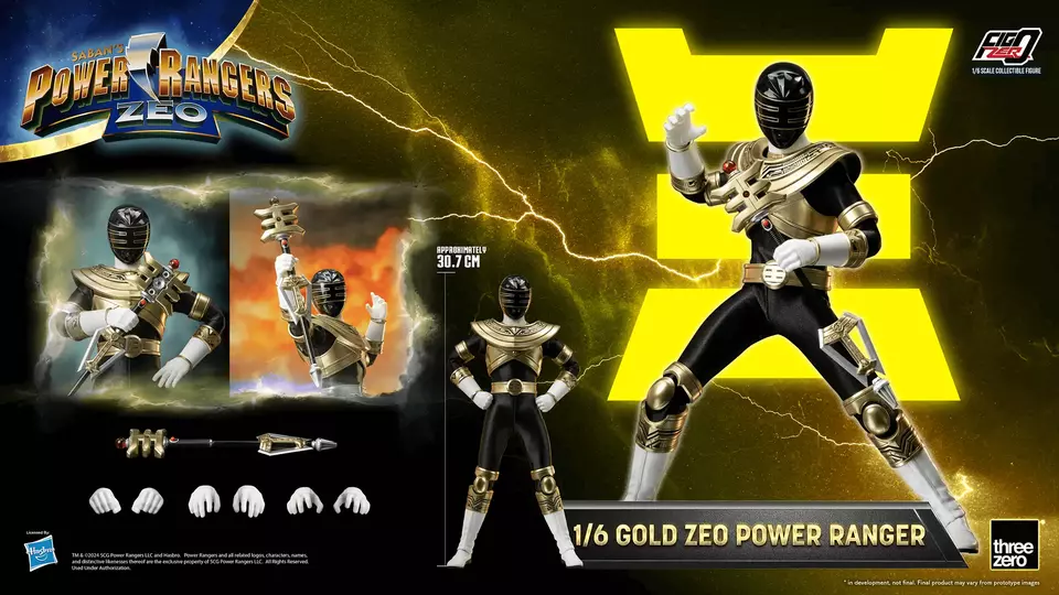 In stock! Threezero Power Rangers Zeo FigZero 1/6 Gold Zeo Figure Black