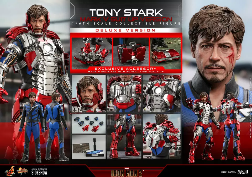 Hot Toys MMS599 (DELUXE Version) Iron Man 2 Tony Stark (Mark V Suit up Version) 1/6 Figure