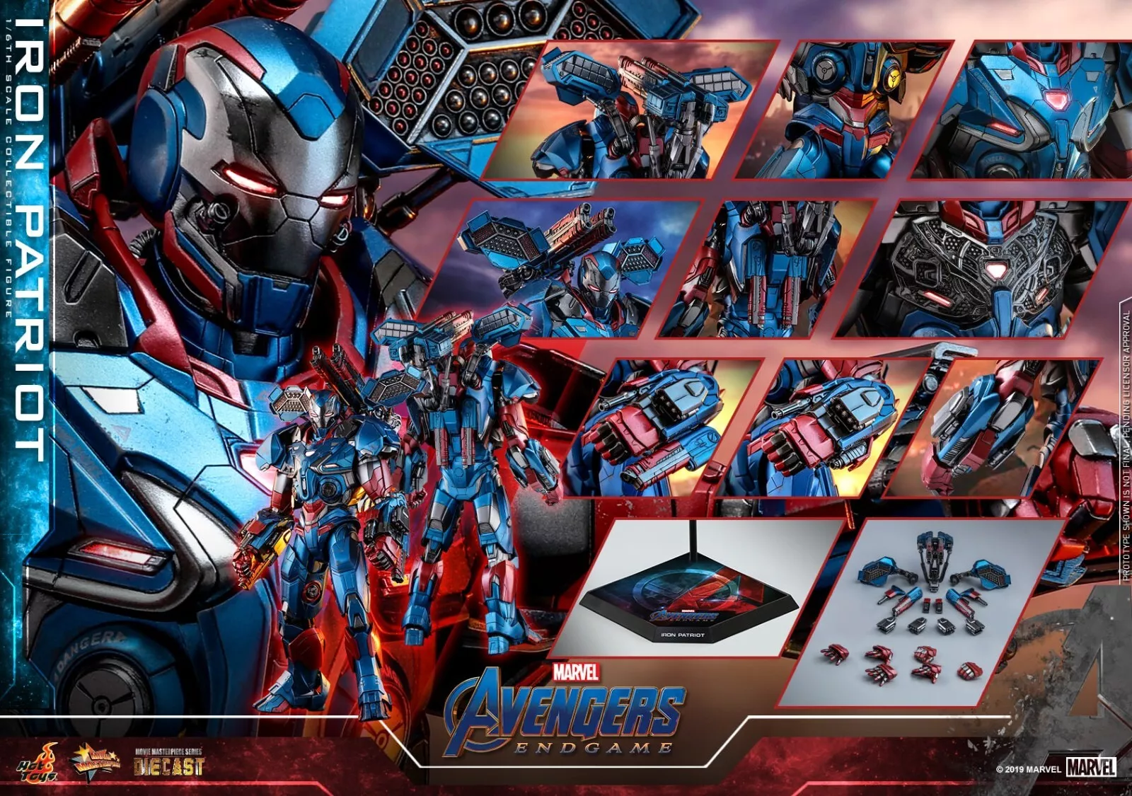Hot Toys MMS547D34 Avengers: Endgame Iron Patriot 1/6 Action Figure