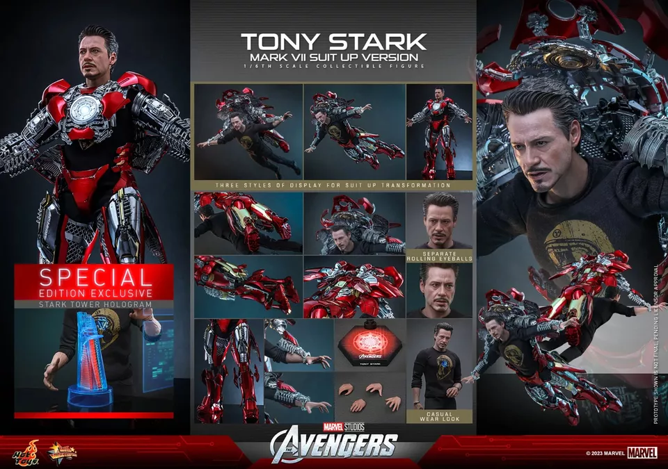 Hot Toys MMS718B The Avengers Movie Masterpiece Tony Stark (Mark VII Suit-Up Version) 1/6 Action Figure