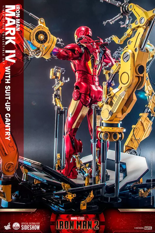 Hot Toys QS021 Iron Man 2 Figure 1/4 Iron Man Mark IV with Suit-Up Gantry