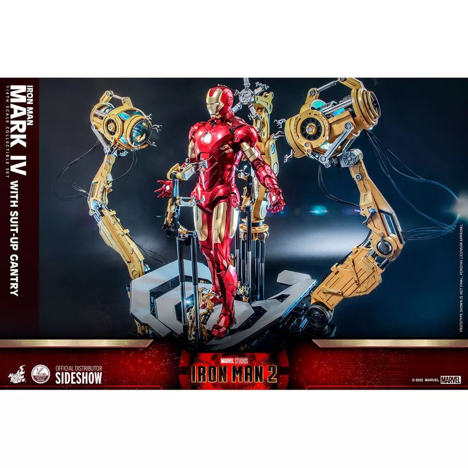 Hot Toys QS021 Iron Man 2 Figure 1/4 Iron Man Mark IV with Suit-Up Gantry