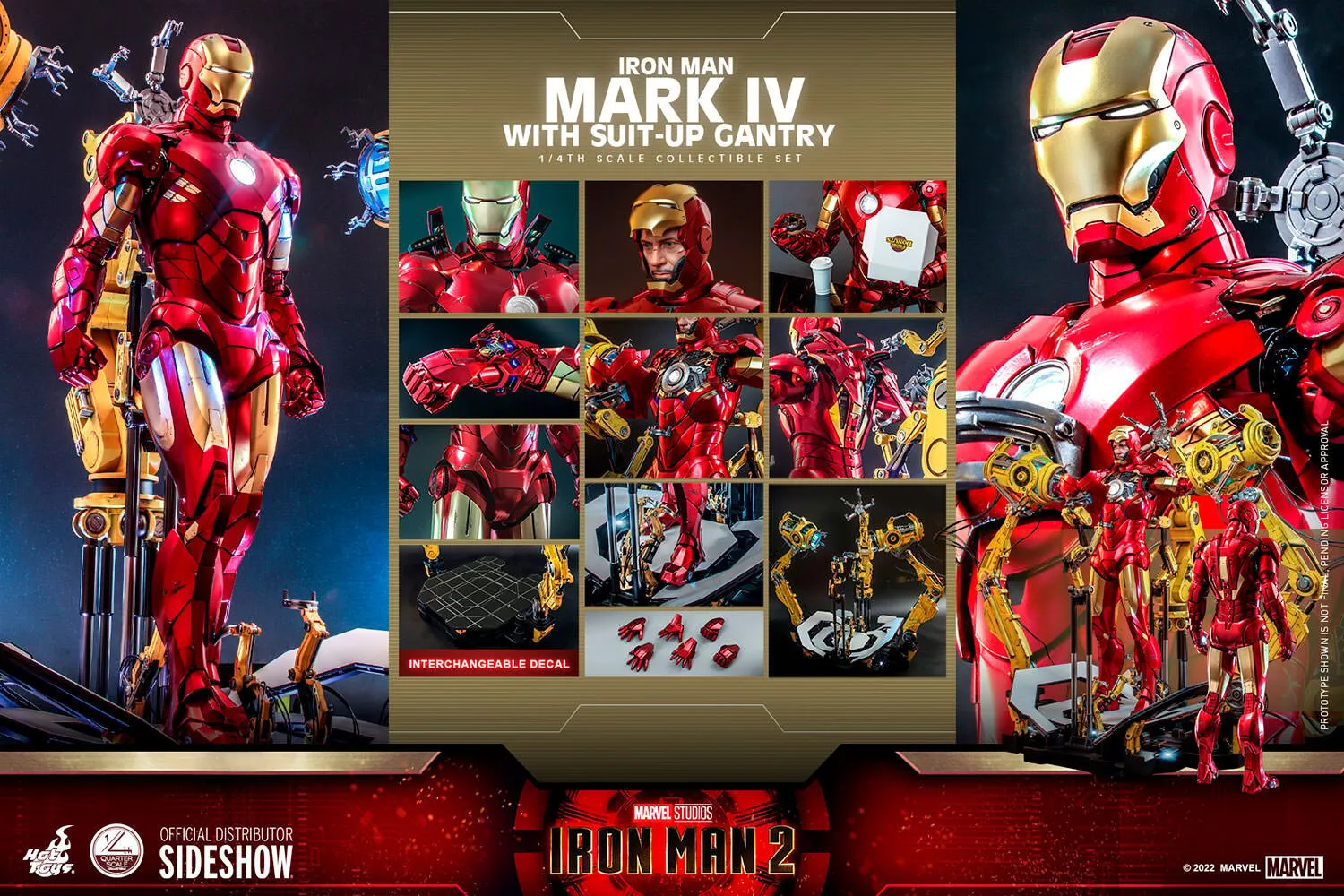 Hot Toys QS021 Iron Man 2 Figure 1/4 Iron Man Mark IV with Suit-Up Gantry