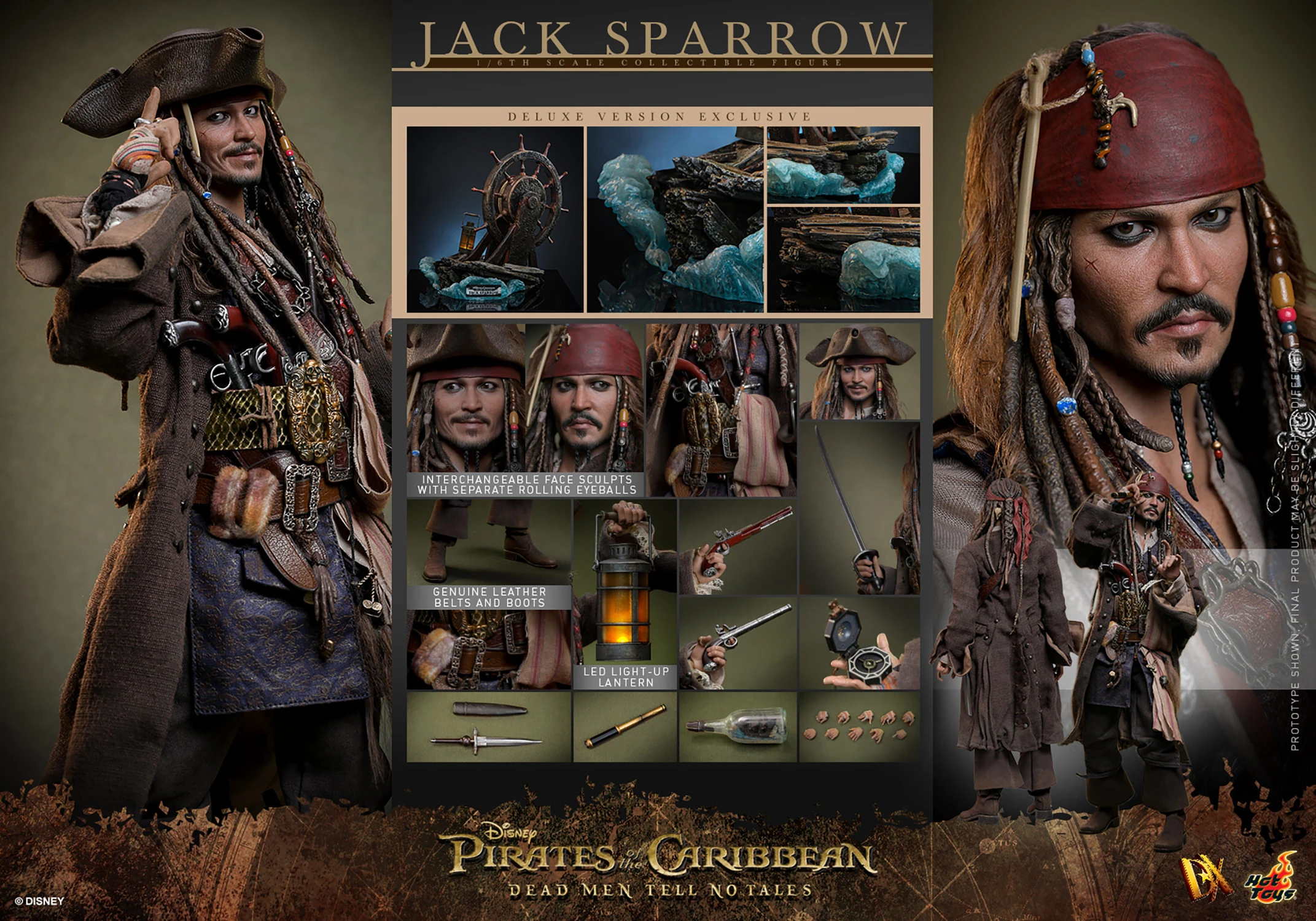 In Stock! Hot Toys Deluxe DX38 1/6 Pirates of The Caribbean Jack Sparrow Figure