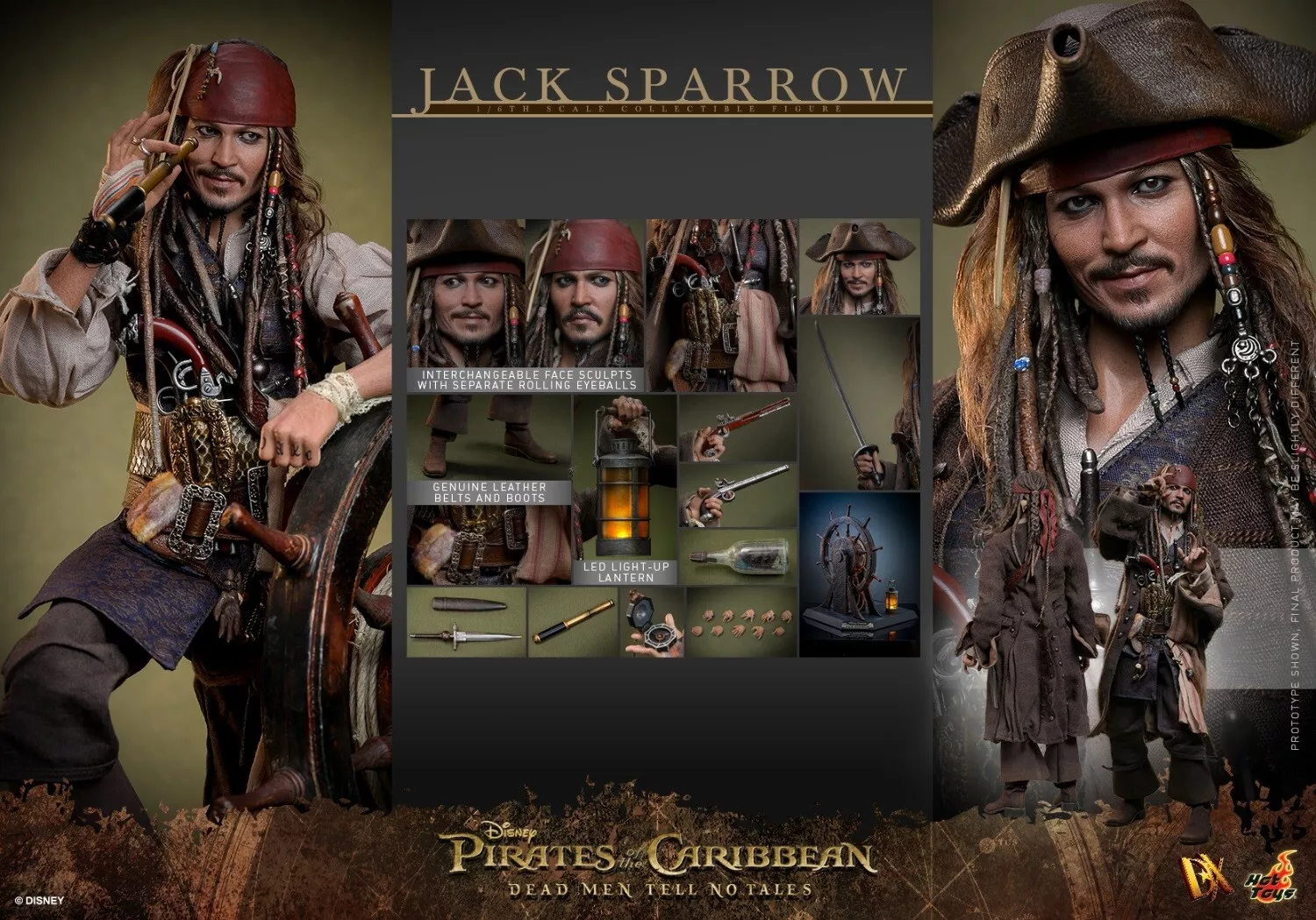 In Stock! Hot Toys DX037 1/6 Pirates of The Caribbean Jack Sparrow Figure