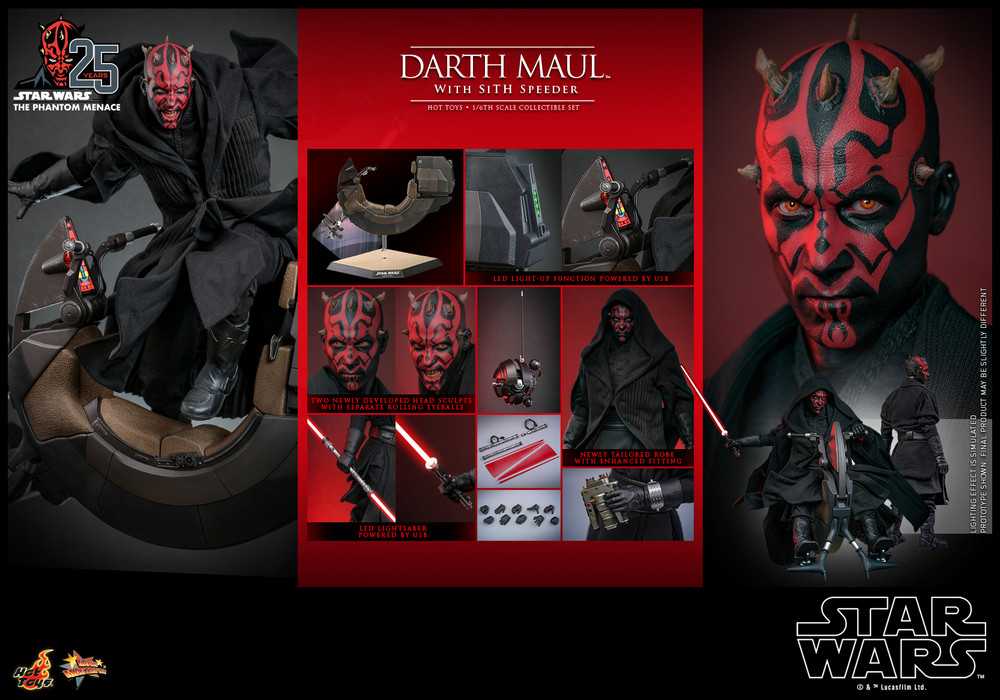 In Stock! Hot Toys Darth Maul With SITH SPEEDER MMS749 Star Wars PHANTOM MENACE