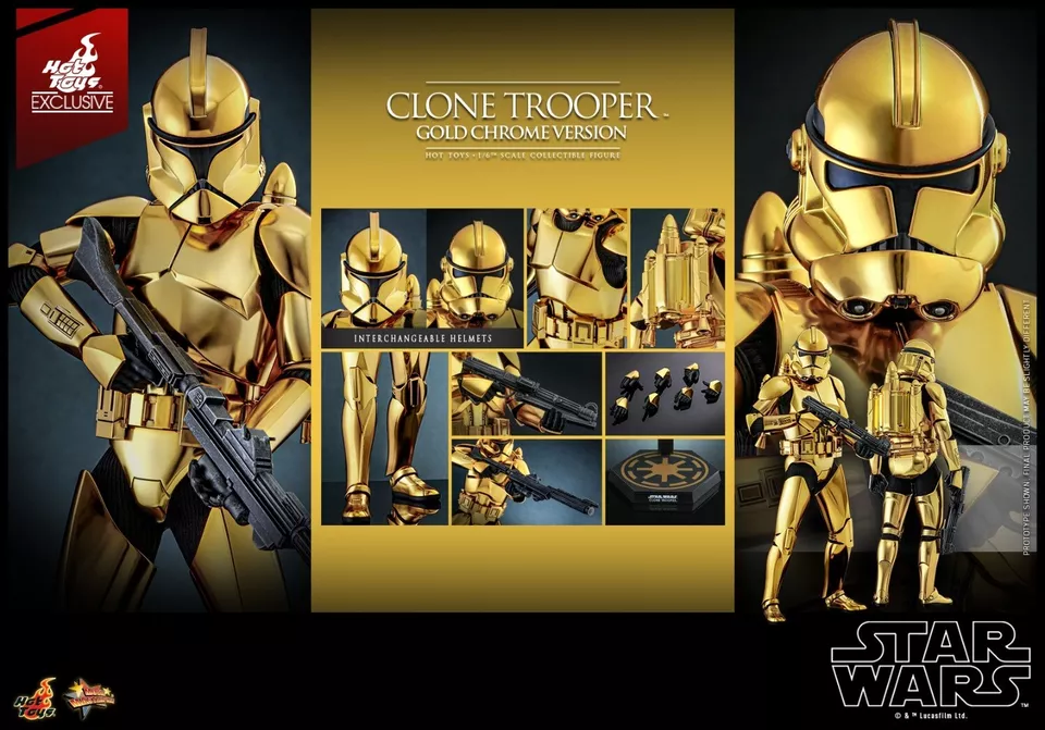 Hot Toys MMS735 Exclusive Clone Trooper Gold Chrome STAR WARS 1/6 figure