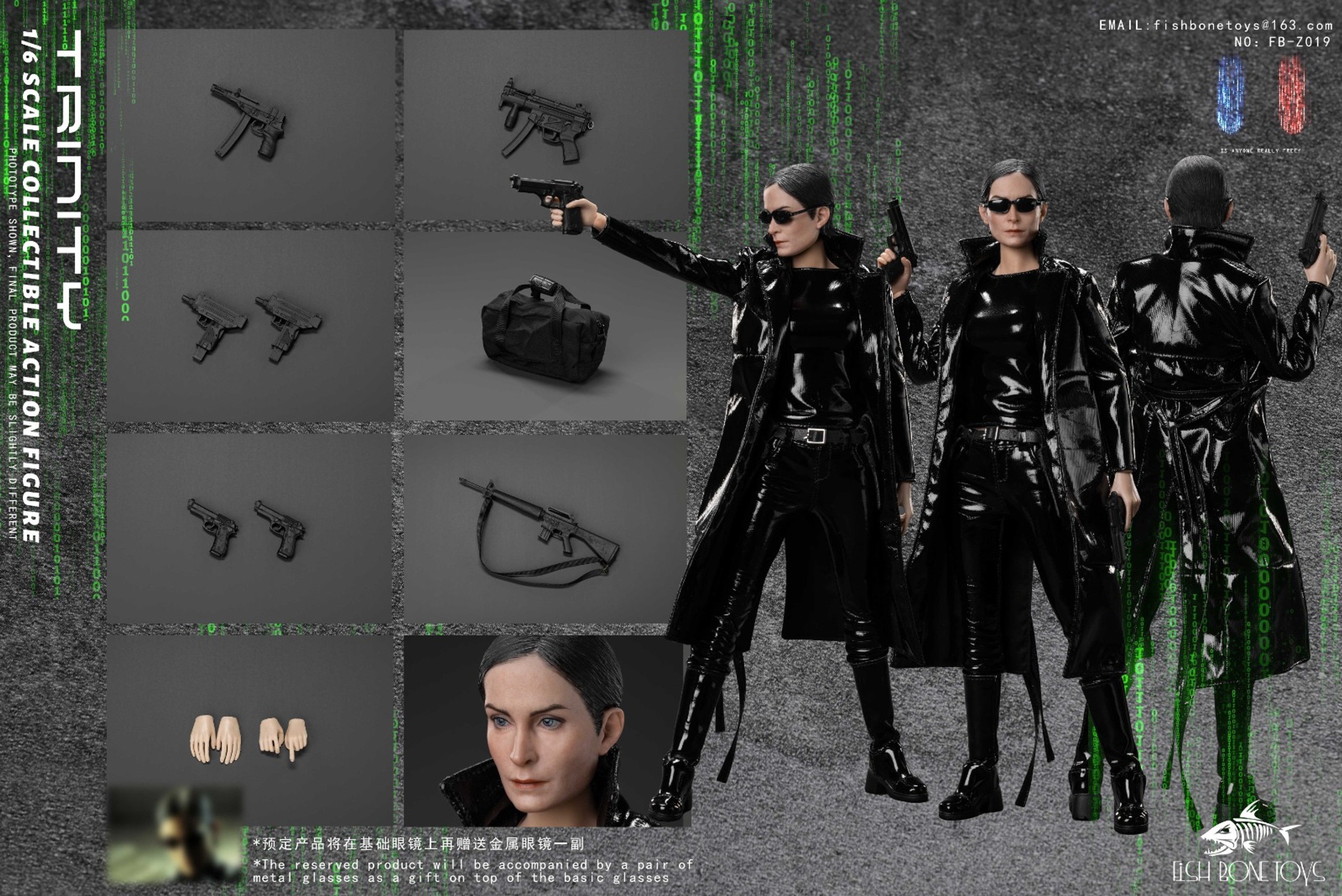 In Stock! FISH BONETOYS FB-Z019 1/6 The Matrix Trinity Carrie-Anne Figure Toy