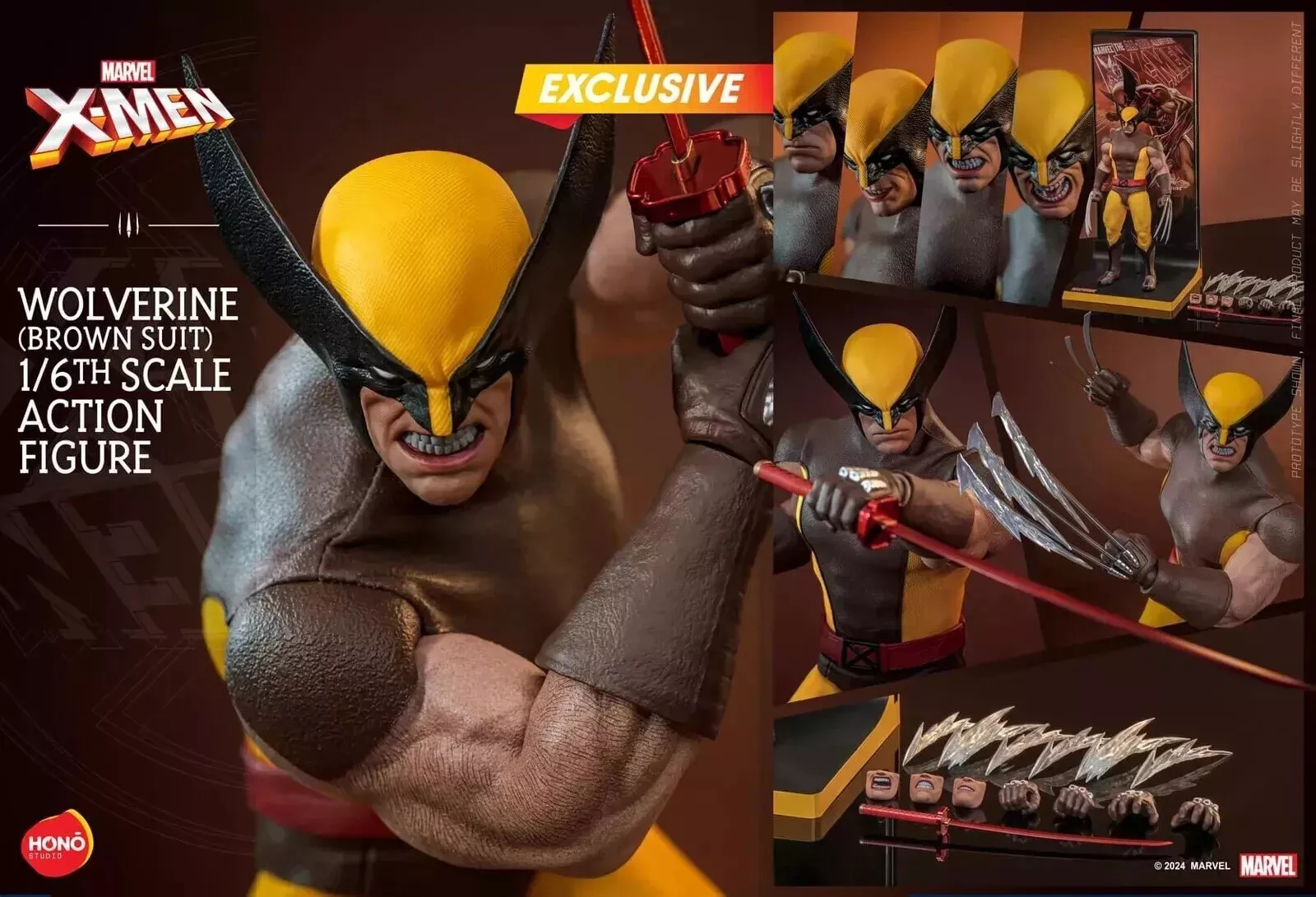 Hot Toys Hono Studio HS-03 Marvel Comics Wolverine 1/6 Brown Suit