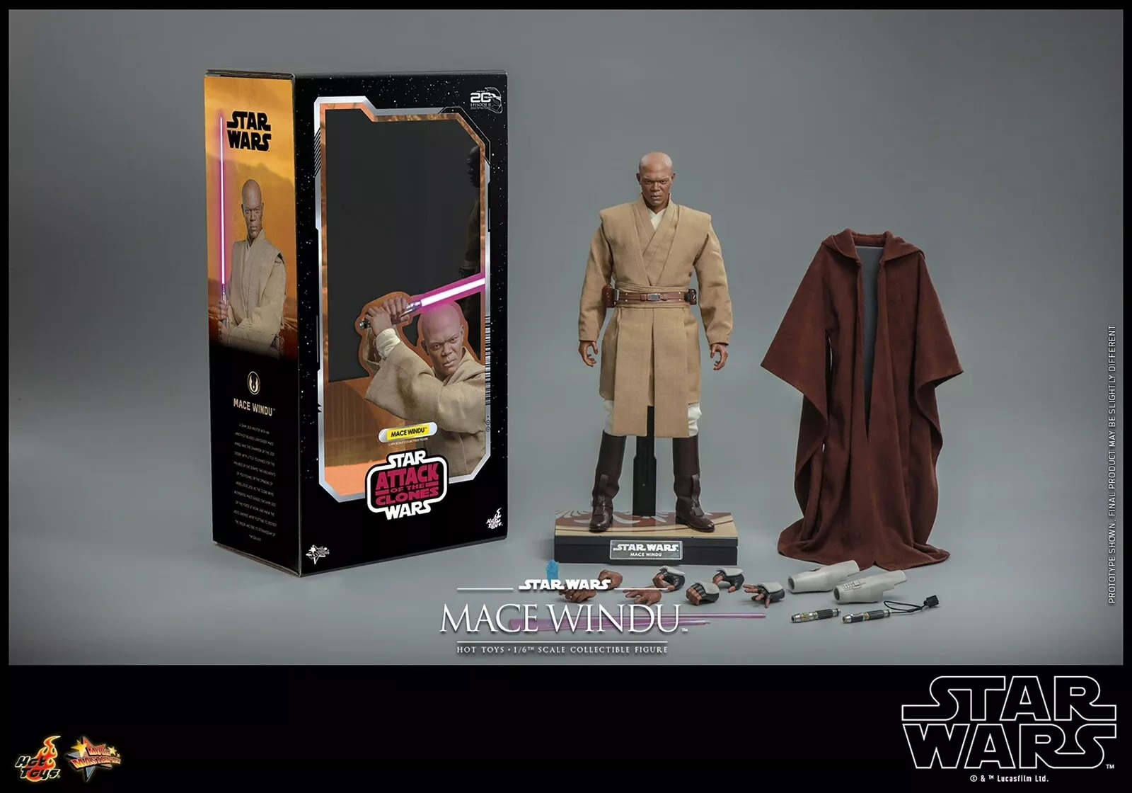 Hot Toys MMS681 Mace Windu Star Wars 2 Attack Of The Clones 1/6 Figure