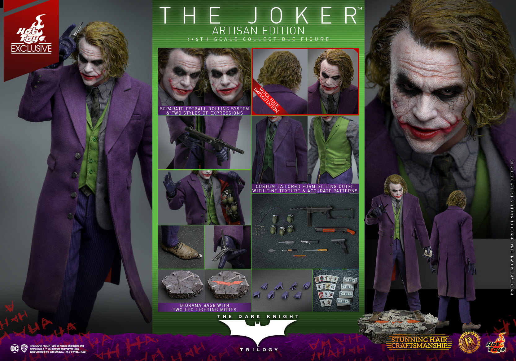 Hot Toys DX33AE The Dark Knight Trilogy 1/6th The Joker Figure Rooted Hair (Artisan Edition)