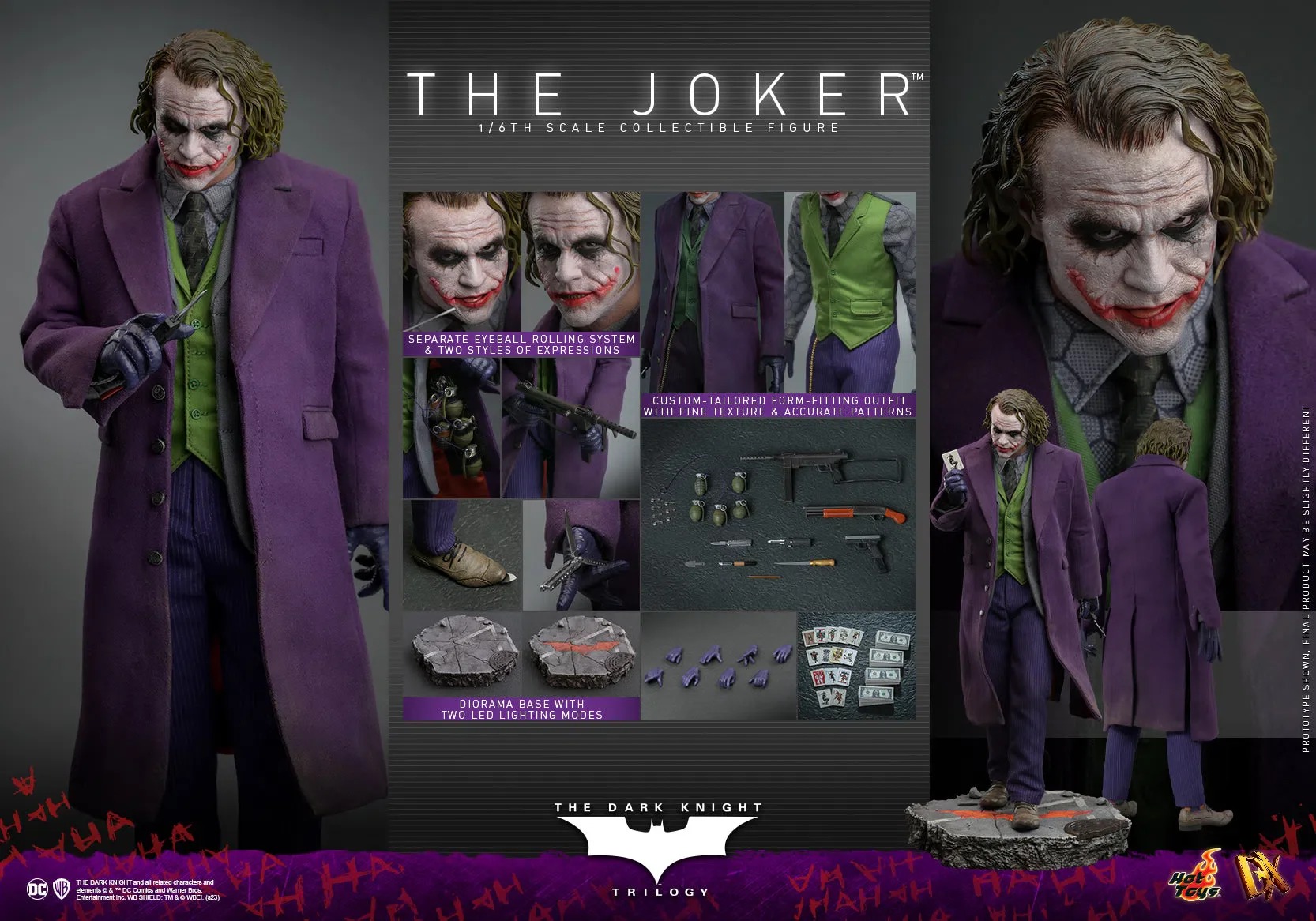 Hot Toys DX32 The Dark Knight Trilogy 1/6 The Joker Figure Sculpted Hair (Standard Edition)