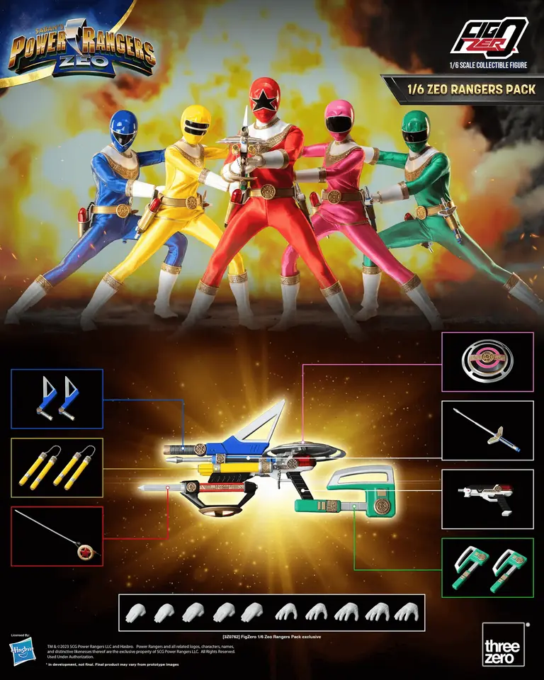 In stock! ThreeZero Power Rangers Zeo Team FigZero 1/6 Zeo Pack 5 3Z0762 Figures toys
