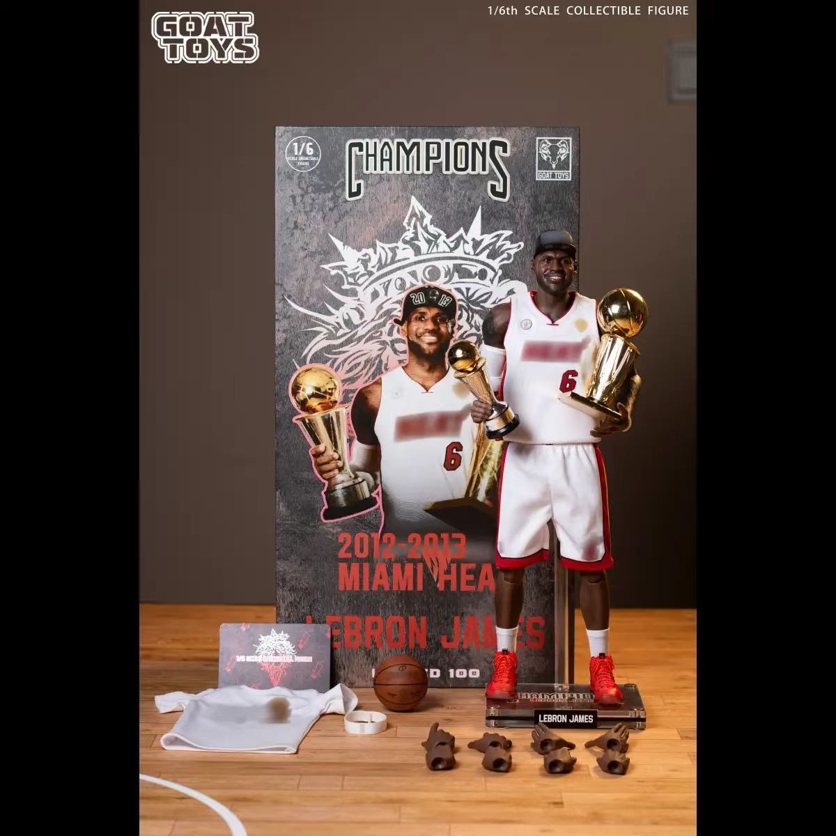Pre Order! Goat Toys Studio - NBA 1/6 LeBron James 13 Heat Championship Set Deluxe Ver 