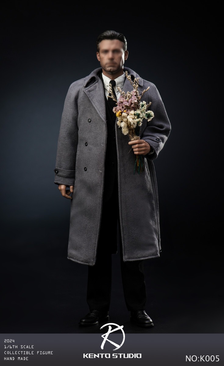In Stock! Kento Studio K005 1/6 Scale Grey Coat & Men's Suit Set with Body