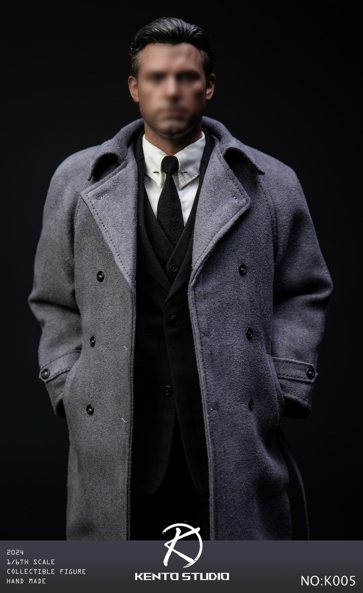 In Stock! Kento Studio K005 1/6 Scale Grey Coat & Men's Suit Set with Body