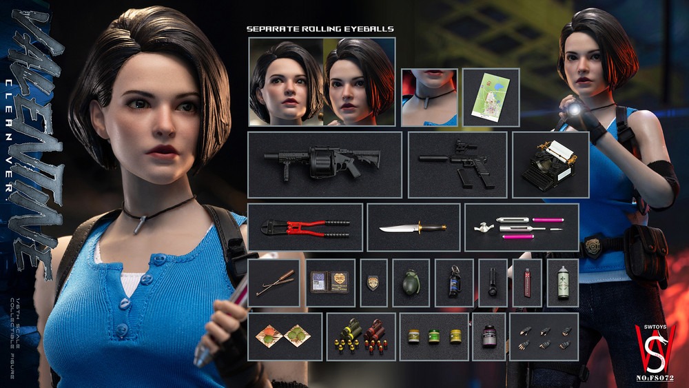 In stock! SWTOYS FS072 JILL VALENTINE 1/6 Scale Figure Clean Version