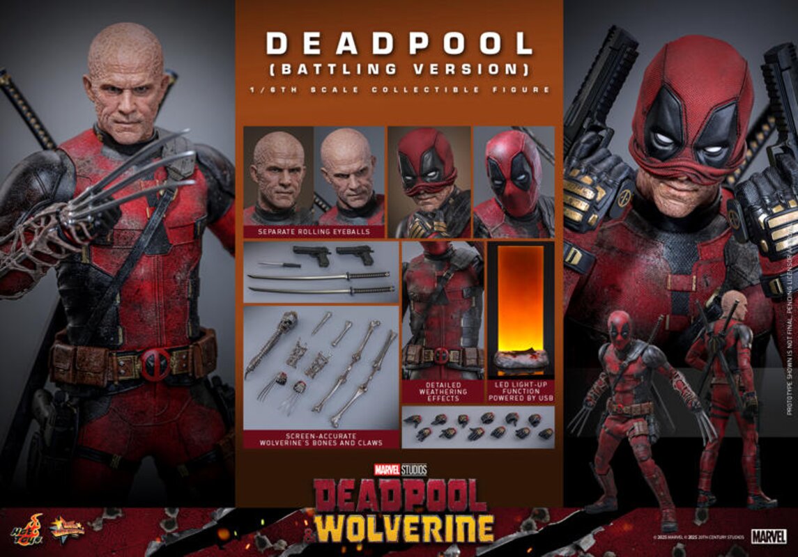 Pre Order! Hot Toys MMS782 Deadpool & Wolverine Deadpool (Battling Version) 1/6 scale Collectible Figure