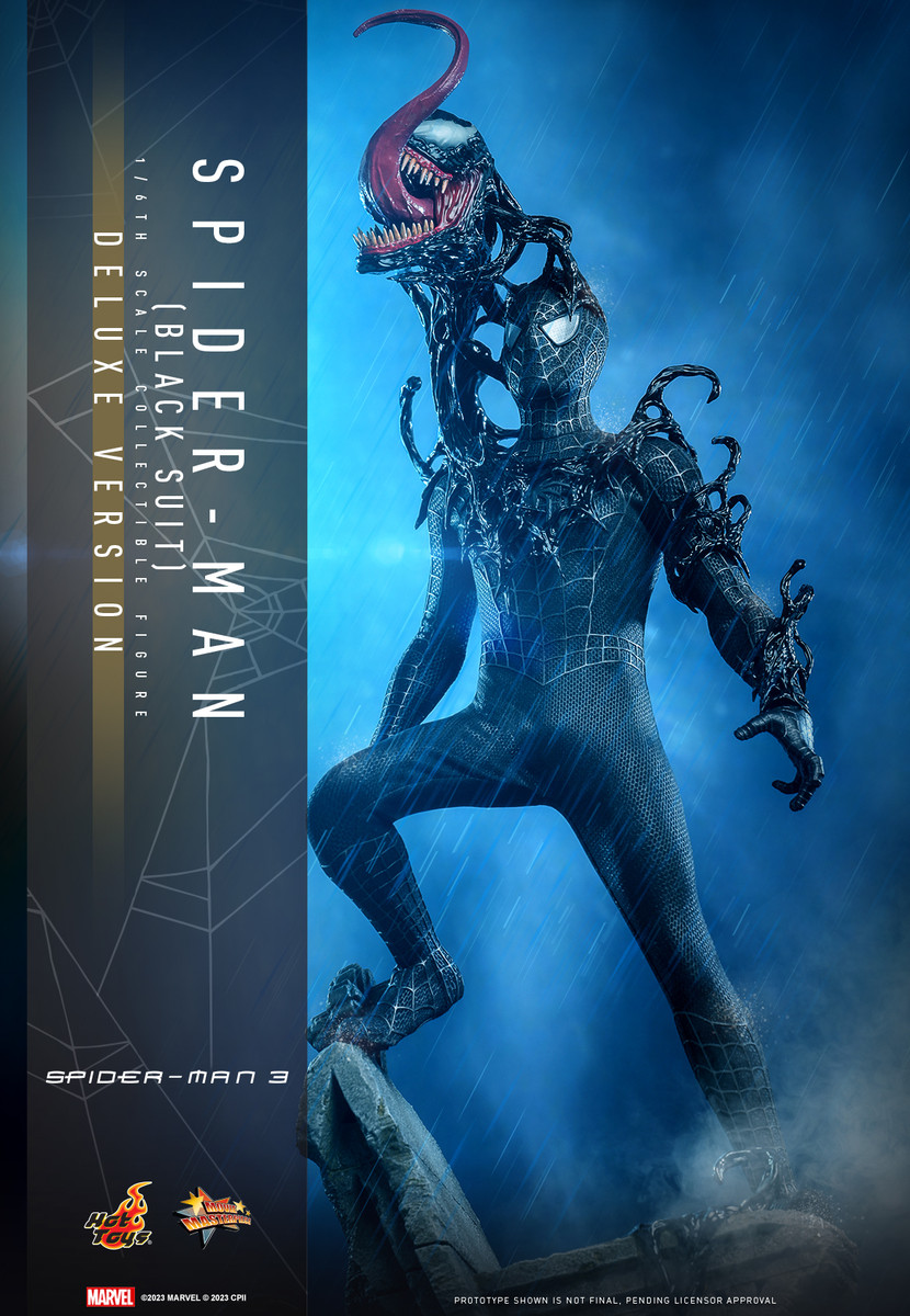 In Stock! Hot Toys Deluxe MMS728 Spider-Man Black Suit 1/6 3 figure