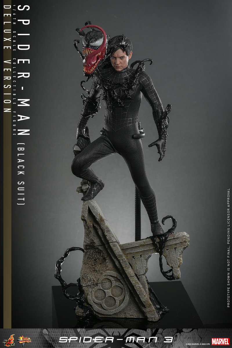 In Stock! Hot Toys Deluxe MMS728 Spider-Man Black Suit 1/6 3 figure