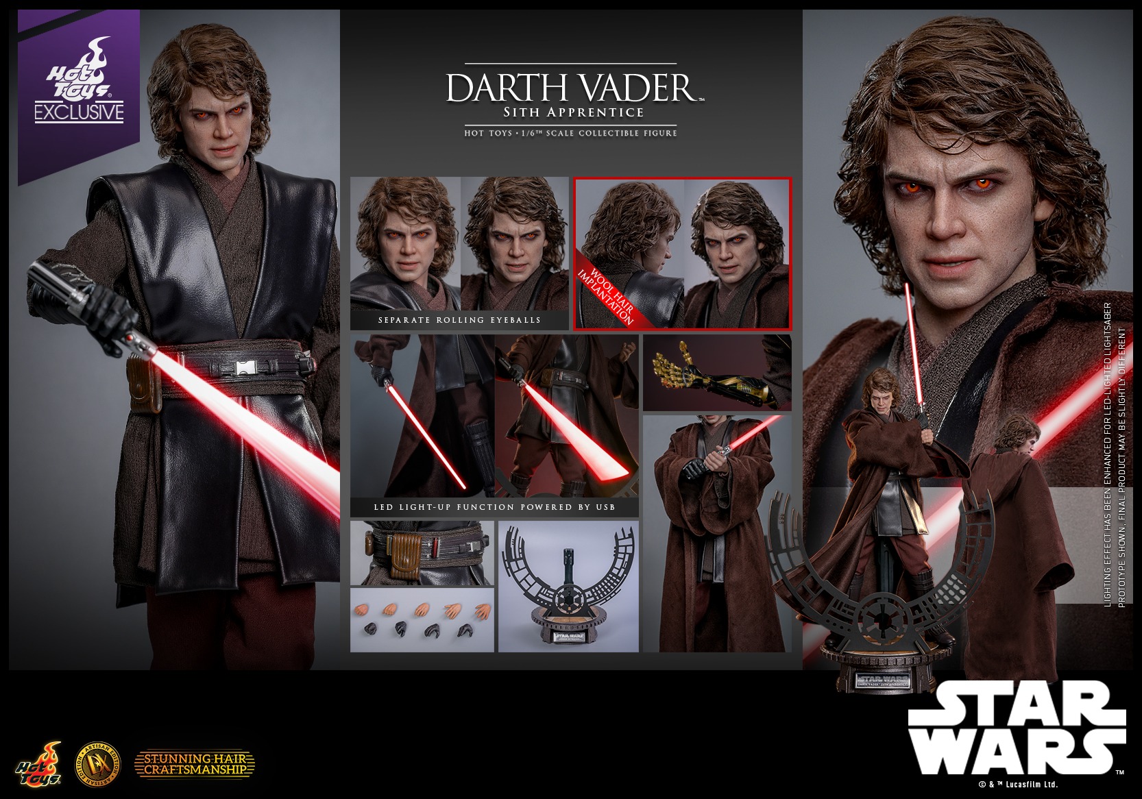 In stock! Hot Toys DX47AE Star Wars 1/6 Anakin Skywalker Darth Vader Figure (Sith Apprentice) (Artisan Edition)