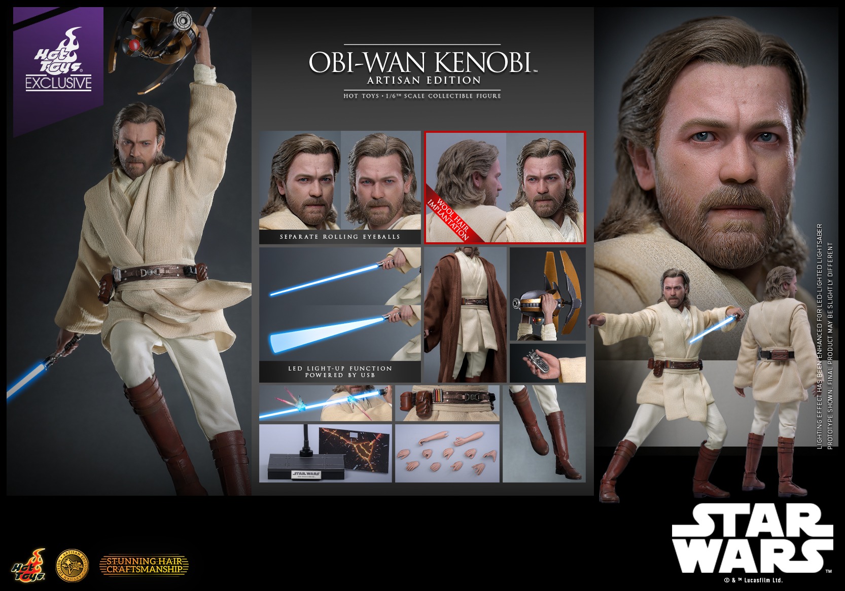 Pre Order! Hot Toys Attack of the Clones Obi-Wan Kenobi (Artisan Edition) (MMS809AE) 1/6 Scale Figure