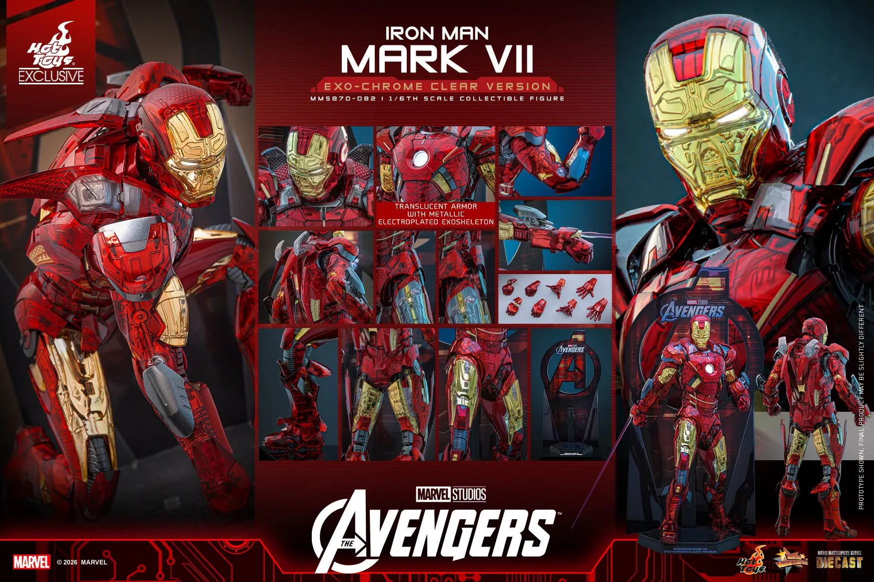 Pre order! Hot Toys MMS870D82 The Avengers Iron Man Mark VII (Exo-Chrome Clear Version) 1/6 scale Collectible Figure