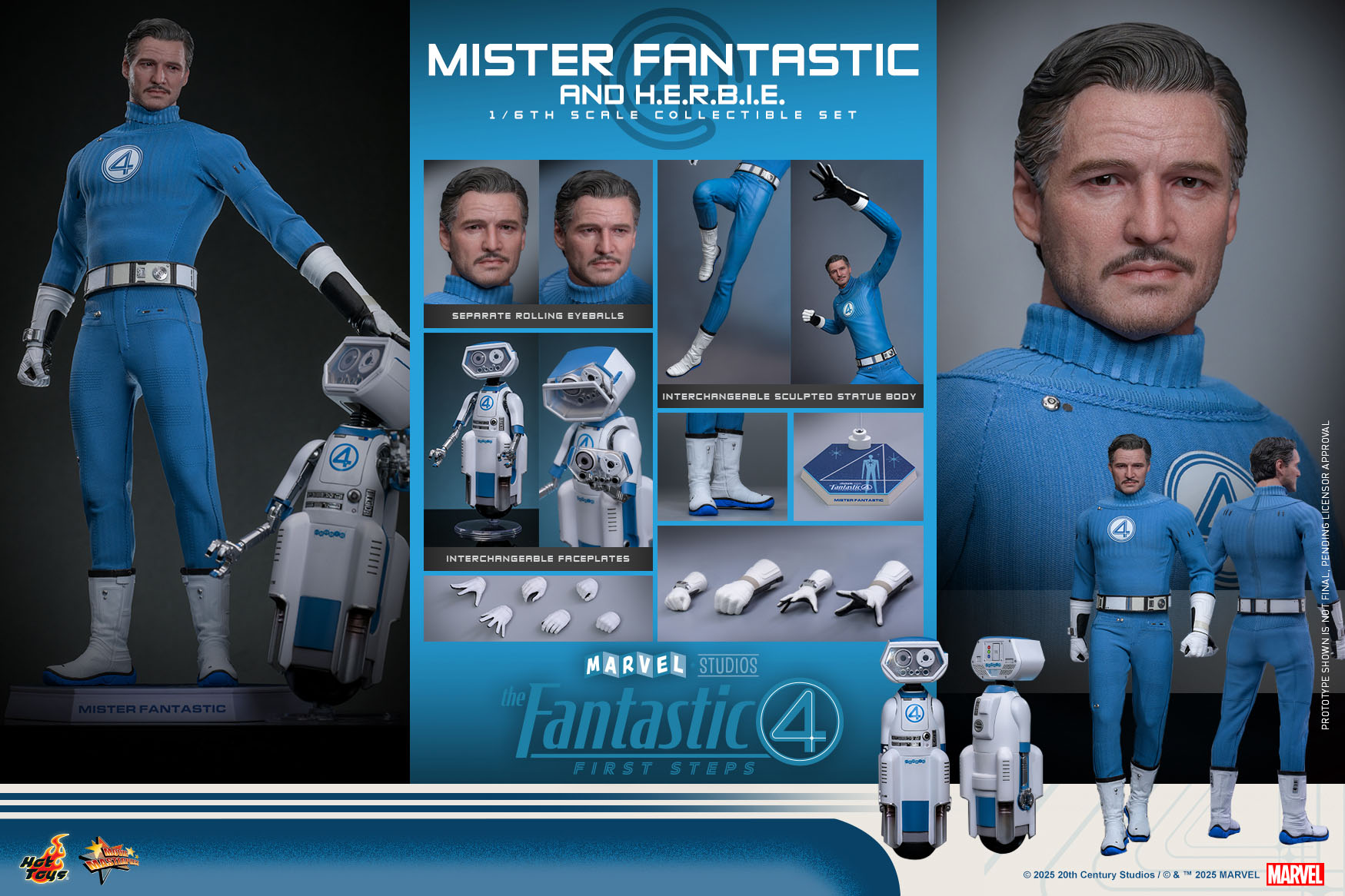 Pre order! Hot Toys MMS822 The Fantastic Four: First Steps 1/6th scale Mister Fantastic and H.E.R.B.I.E. Collectible Set 