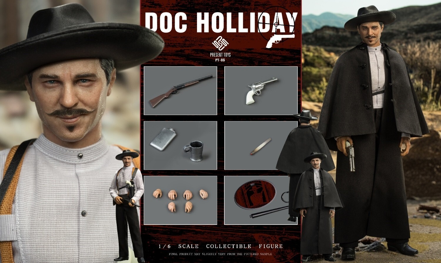 In Stock! PRESENT TOYS PT-sp86 1/6 Legendary Gunner Doc Holliday Action Figure