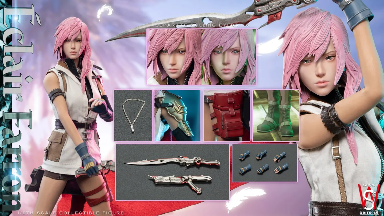 In stock! SWTOYS FS060 1/6 Lightning Eclair Farron Final Fantasy XIII 1/6 Action Figure Collectible