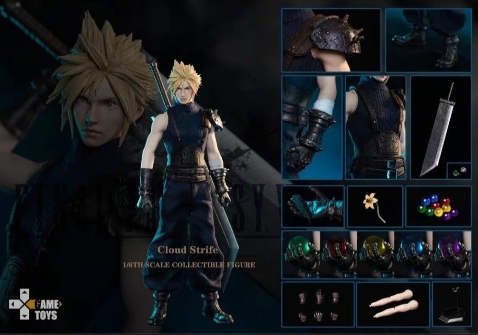 In Stock! GAMETOYS GT-004 1/6 Cloud Strife Claude & Motorcycle DX Ver.
