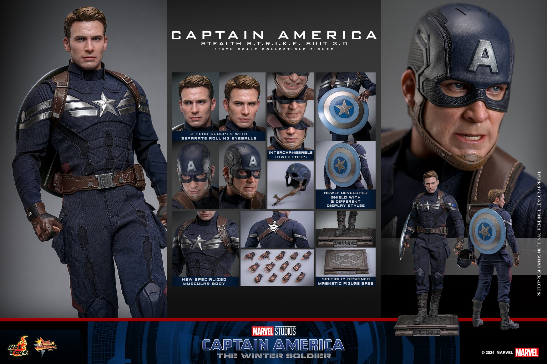 In stock! Hot Toys MMS783 Captain America: The Winter Soldier" 1/6 Captain America (Stealth S.T.R.I.K.E. Suit) 2.0 Figure