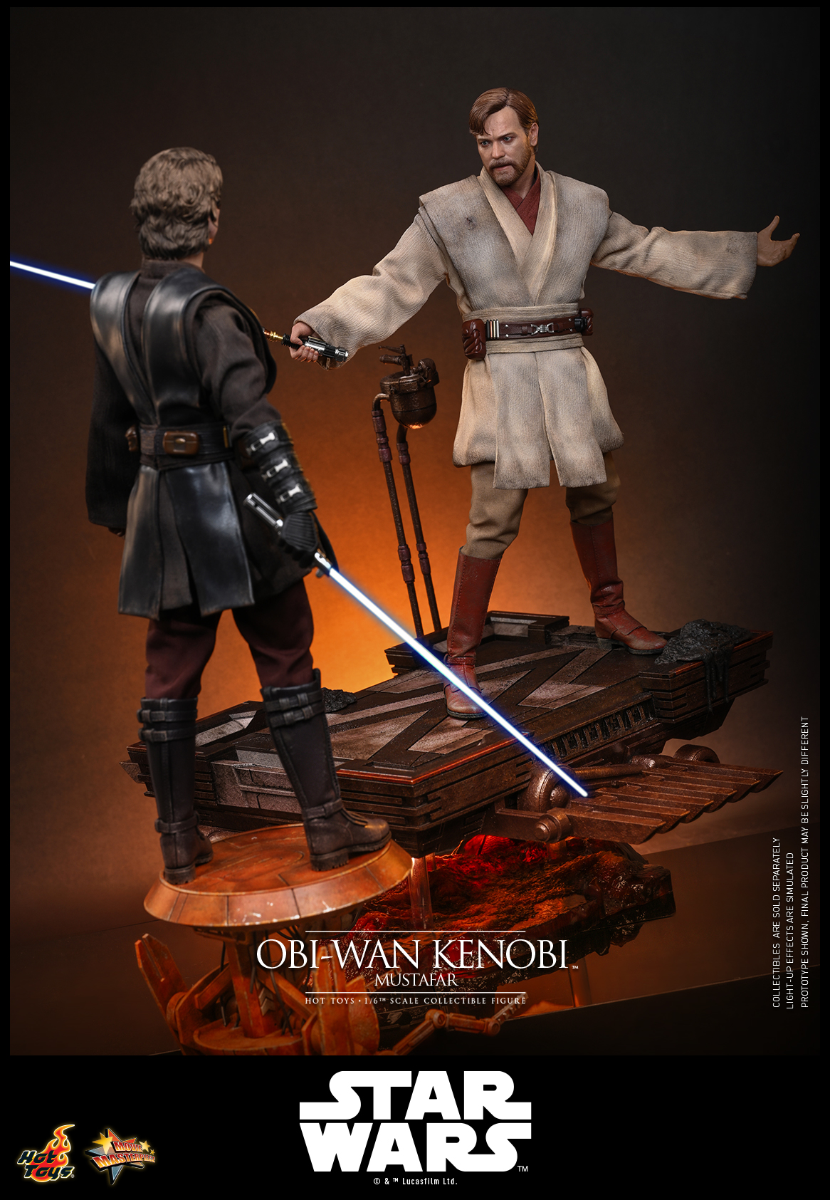 Discount bundle! Hot Toys Anakin Skywalker + Obi-Wan Kenobi (Mustafar) Star Wars: Revenge of the Sith 1/6 scale Collectible Figure