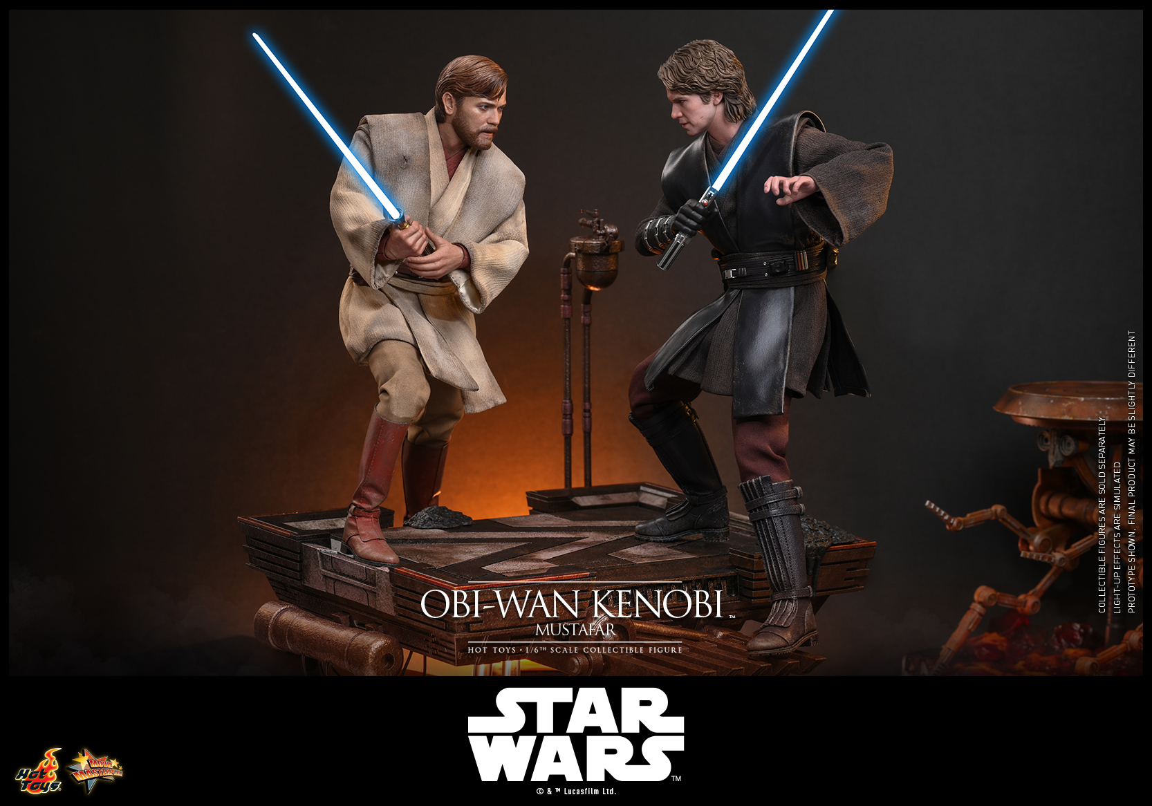 Discount bundle! Hot Toys Anakin Skywalker + Obi-Wan Kenobi (Mustafar) Star Wars: Revenge of the Sith 1/6 scale Collectible Figure