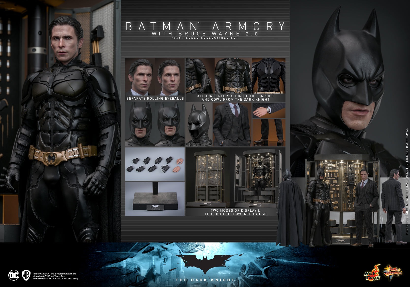 In stock! Hot Toys MMS750 Batman The Dark Knight 1/6th scale Batman Armory with Bruce Wayne 2.0