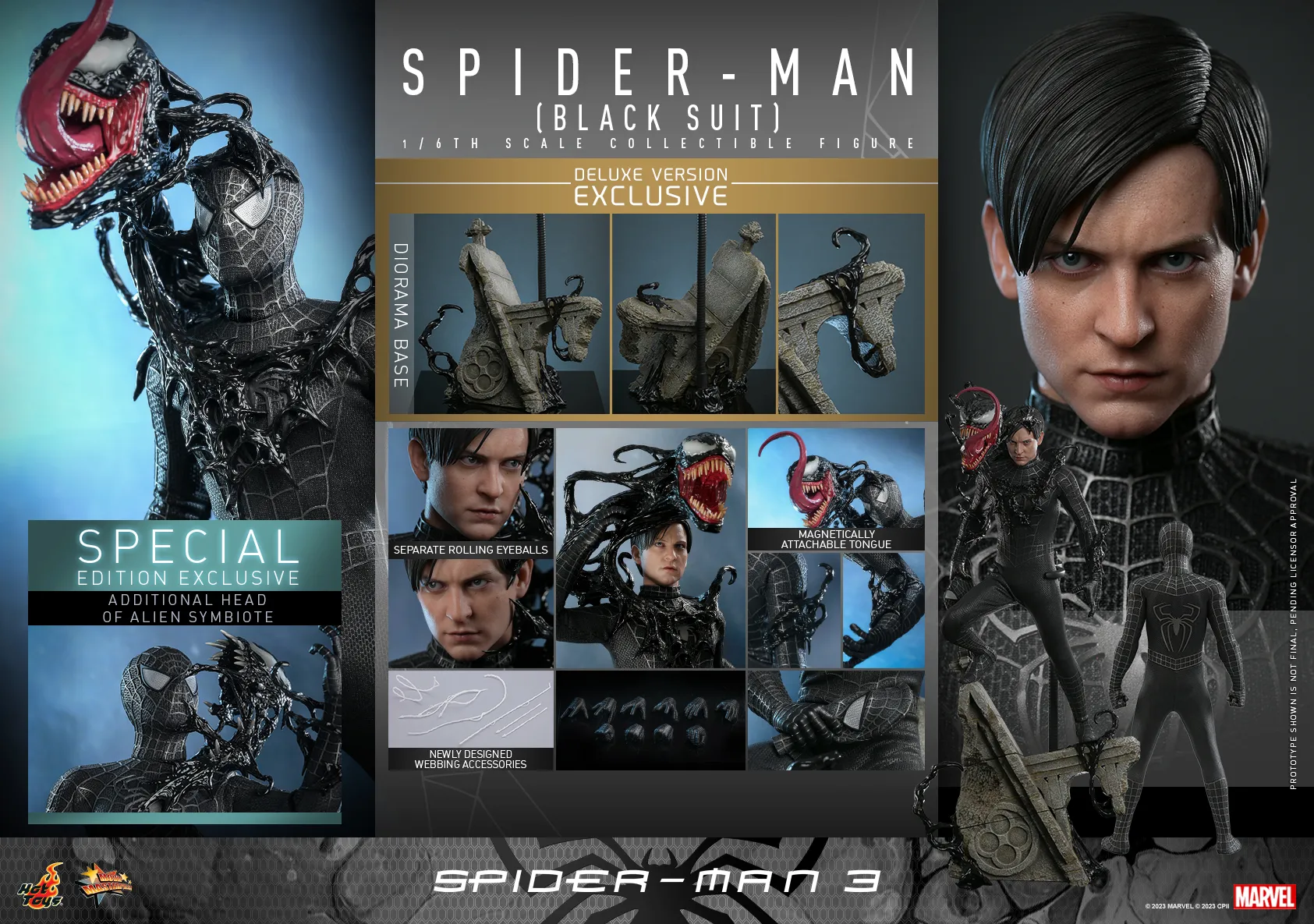 In Stock! Hot Toys MMS728B Spider-Man 3 Spiderman Black Suit Deluxe Version (Special Edition) 1/6th Scale Collectible Figure